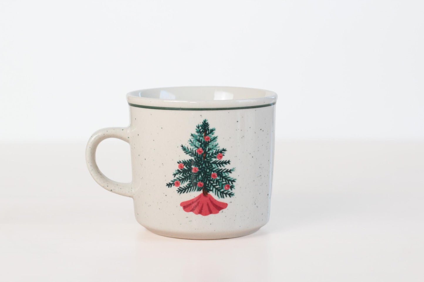 Vintage Christmas Tree Stoneware Mug | Folk Craft Holiday