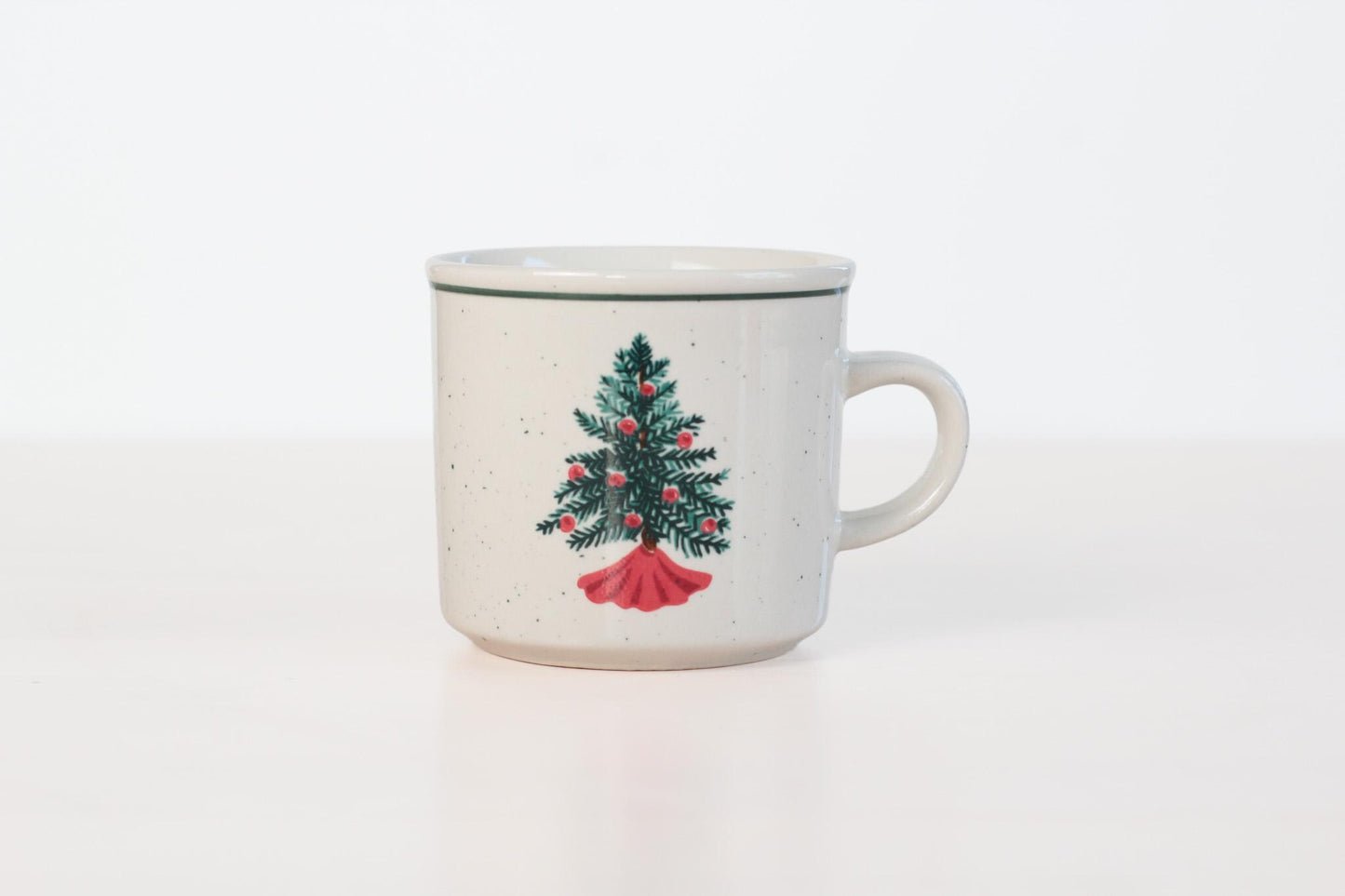 Vintage Christmas Tree Stoneware Mug | Folk Craft Holiday