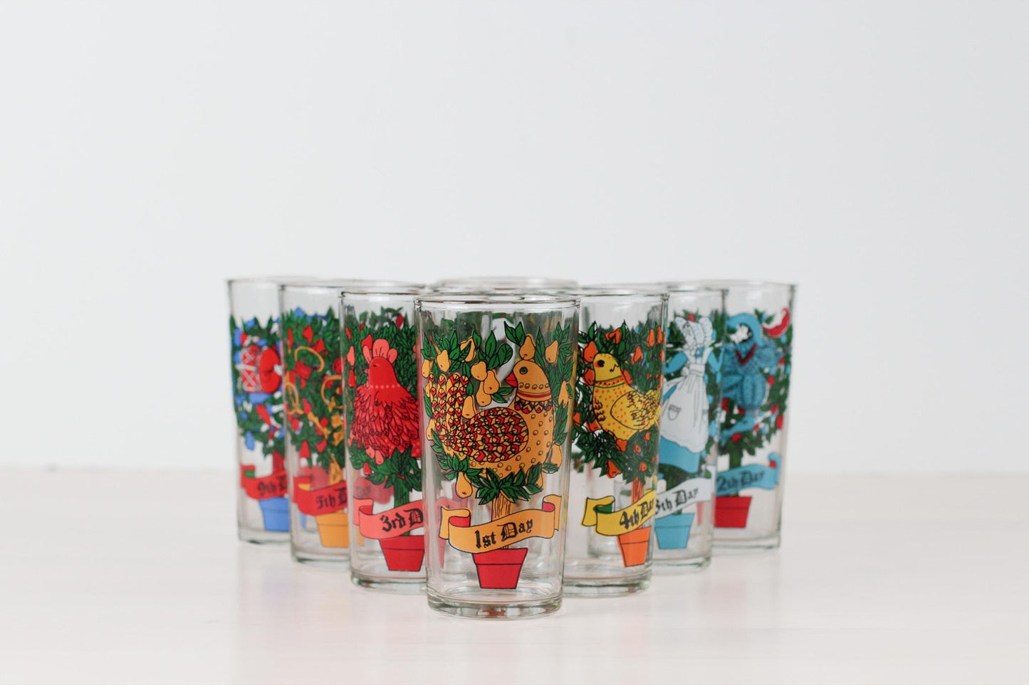 Vintage Twelve Days of Christmas Tumblers Sold Individually | 1970s Holiday Barware, Replacement Glass