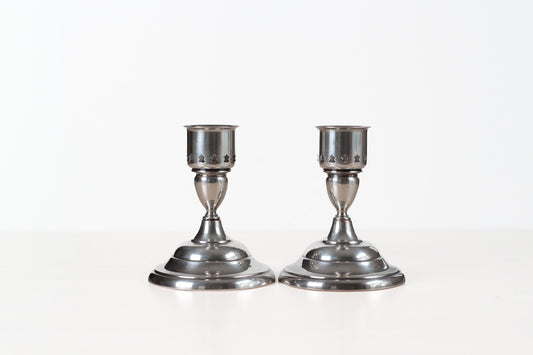 Pair of Vintage Silverplate Candlestick Holders with Star Cutouts F.B. Rogers