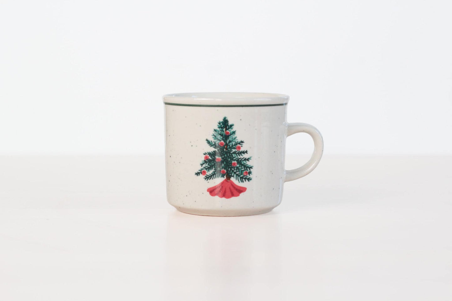 Vintage Christmas Tree Stoneware Mug | Folk Craft Holiday