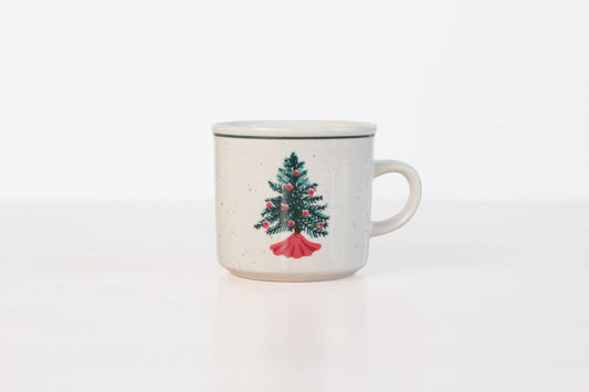 Vintage Christmas Tree Stoneware Mug | Folk Craft Holiday