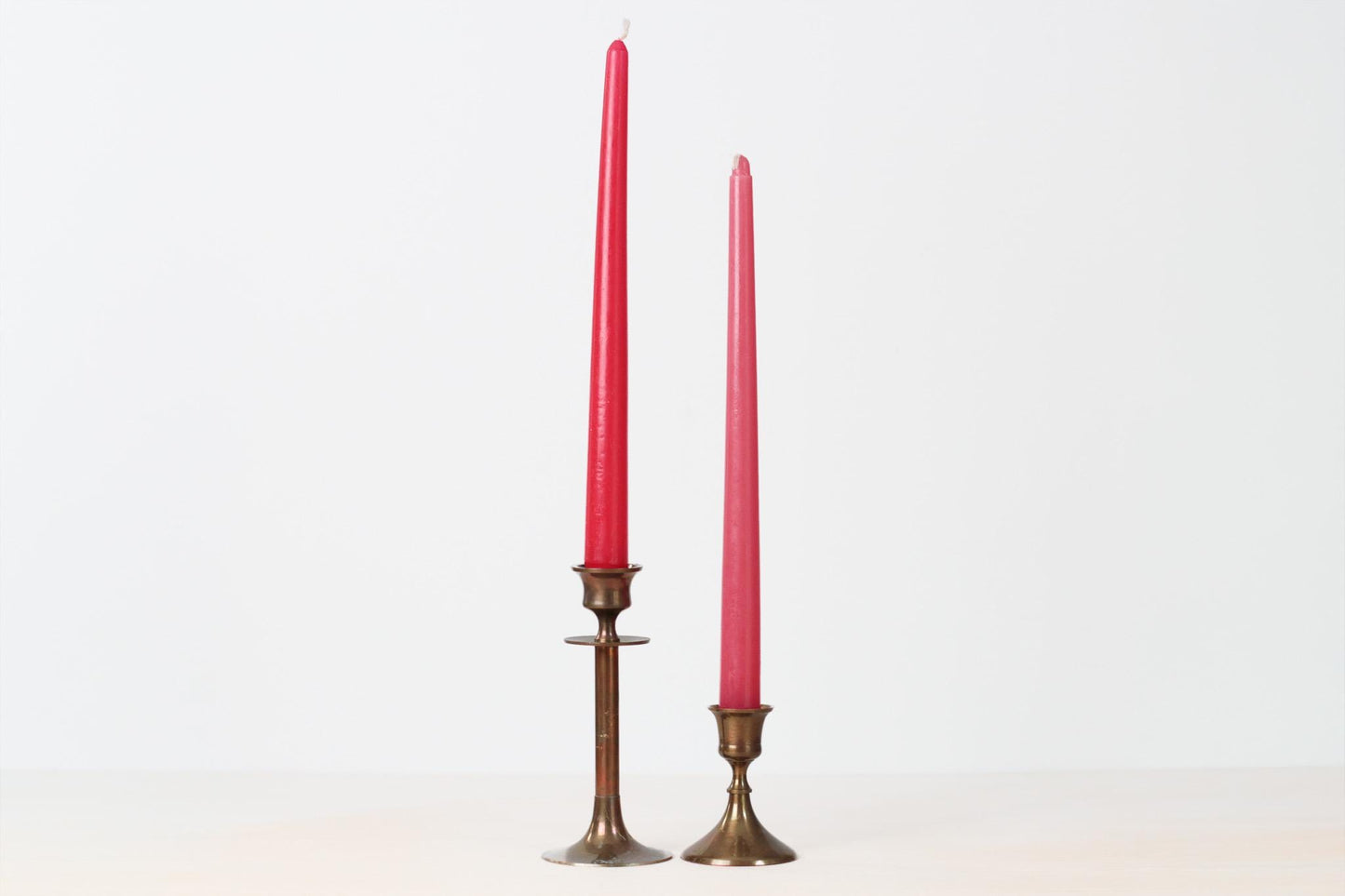 Vintage Mismatched Brass Candlestick Pair