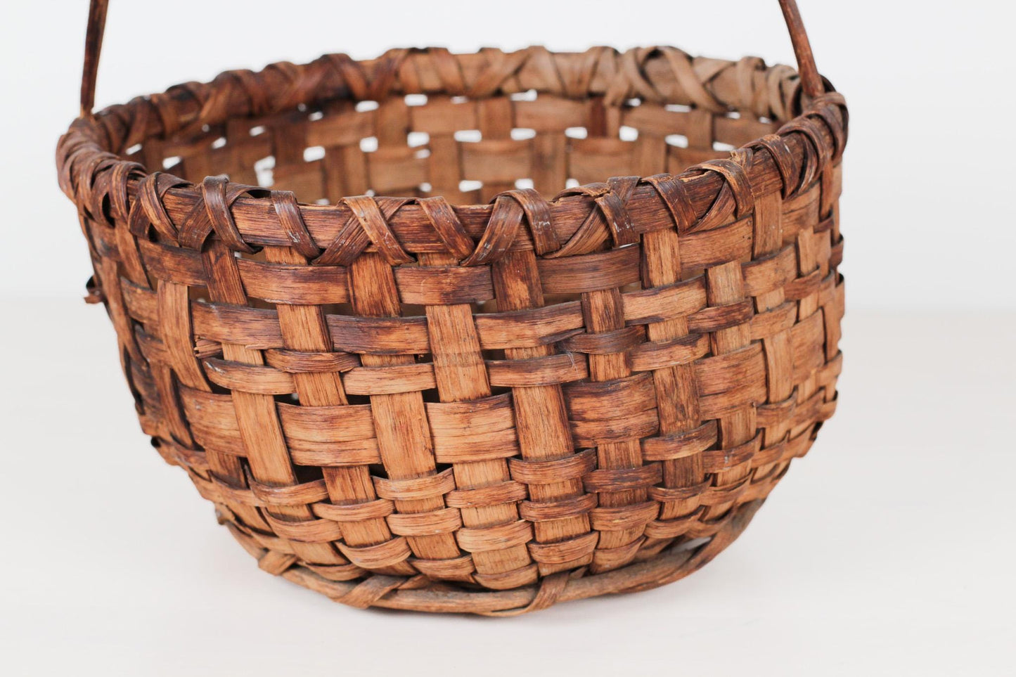 Antique Handwoven American Splint Gathering Basket