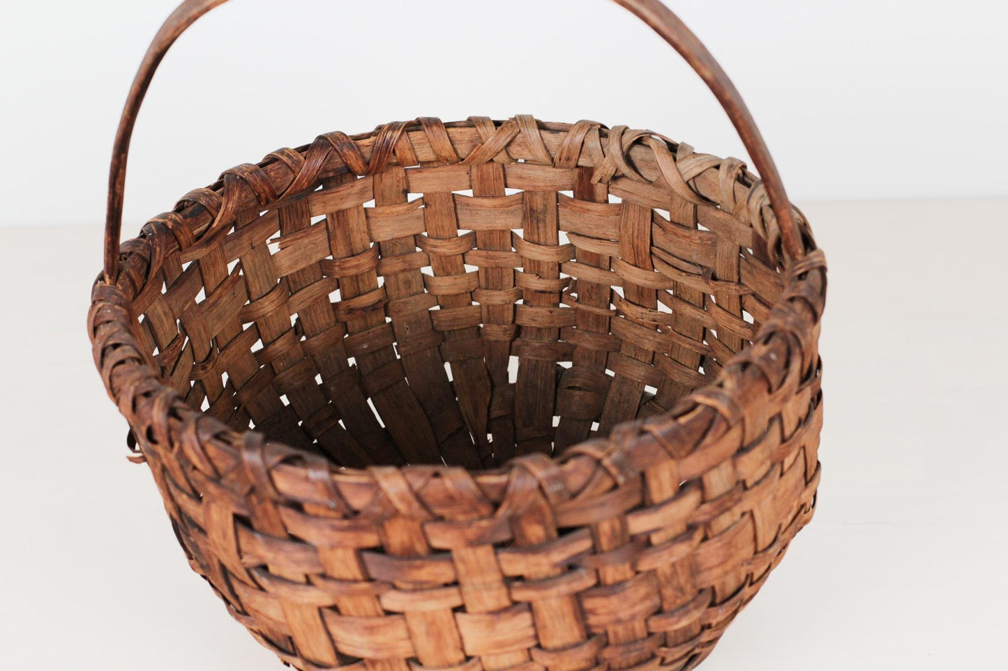 Antique Handwoven American Splint Gathering Basket
