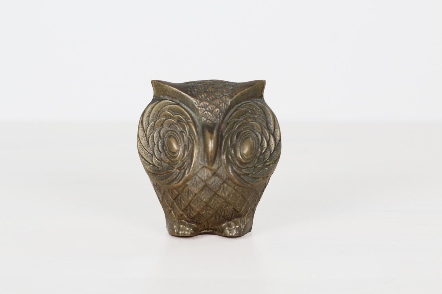 Mid-Century Brass Owl Paperweight