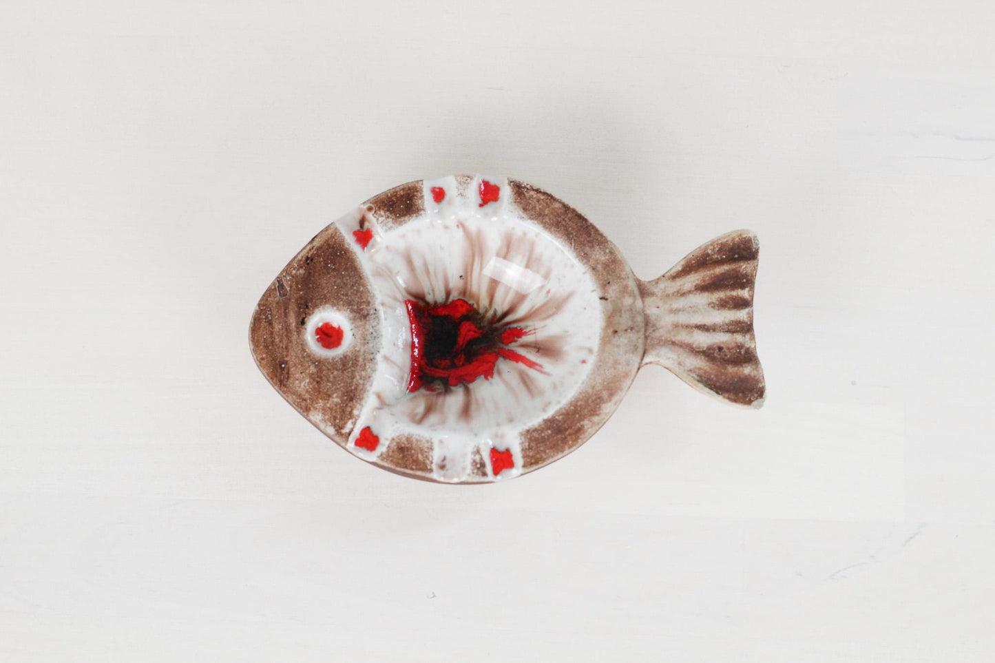 Vintage Vallauris-Style Pottery Fish Ashtray