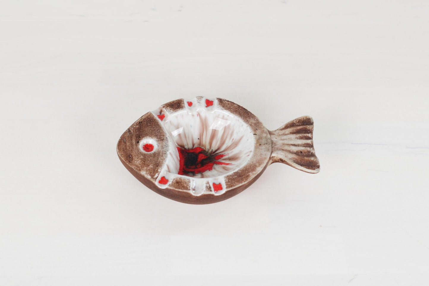 Vintage Vallauris-Style Pottery Fish Ashtray