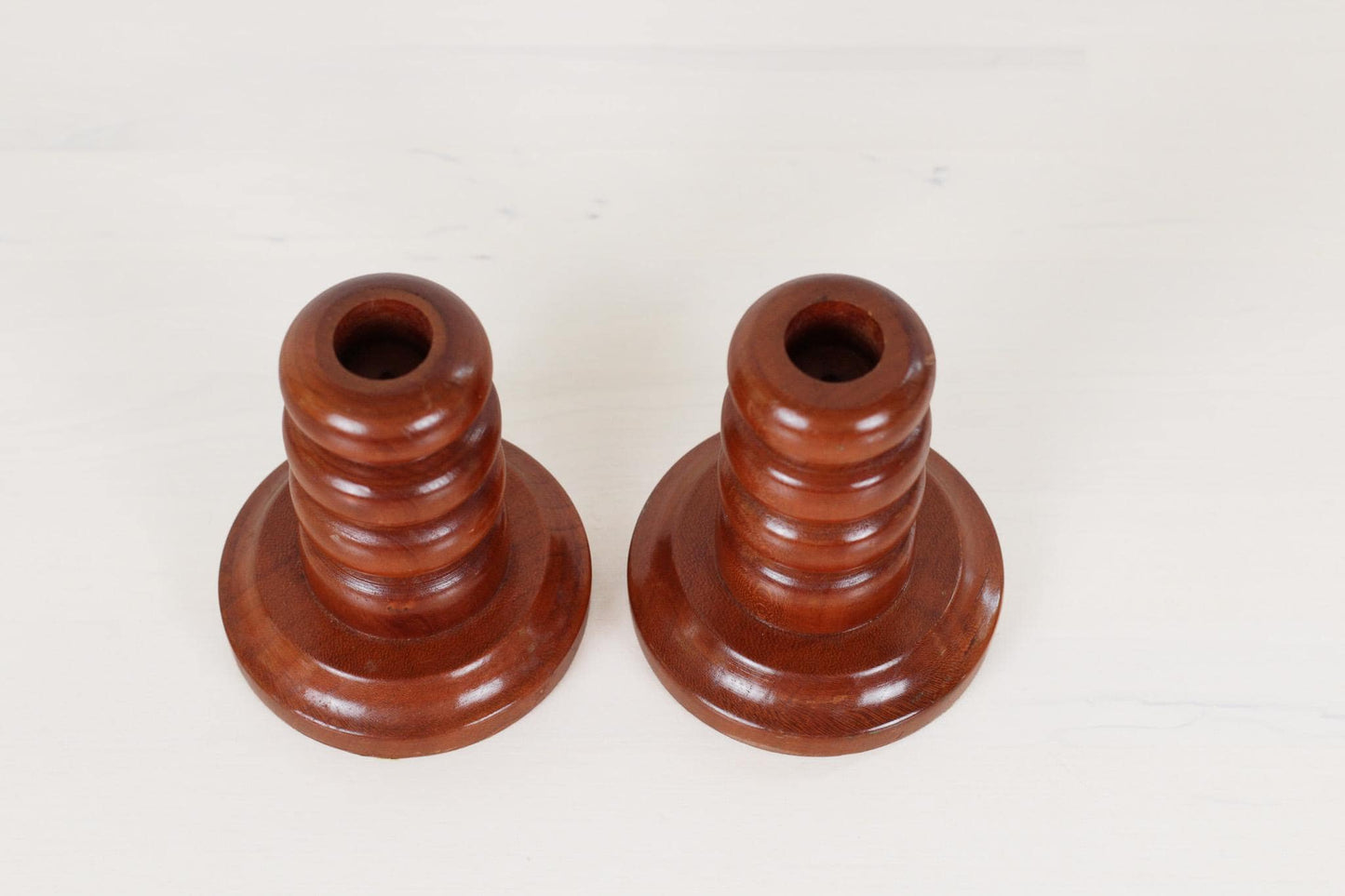 Pair of Vintage Hand-Turned Wood Candlesticks