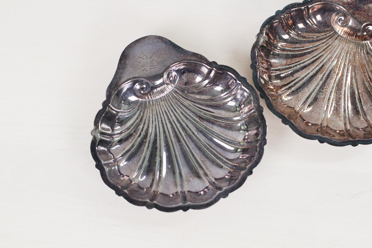 Pair of Vintage Silver Plate Shell Dish