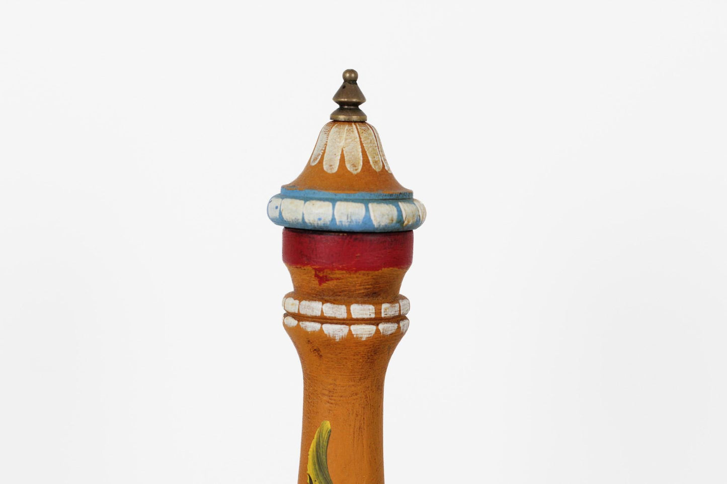 Vintage Italian Folk Art Wooden Pepper Mill