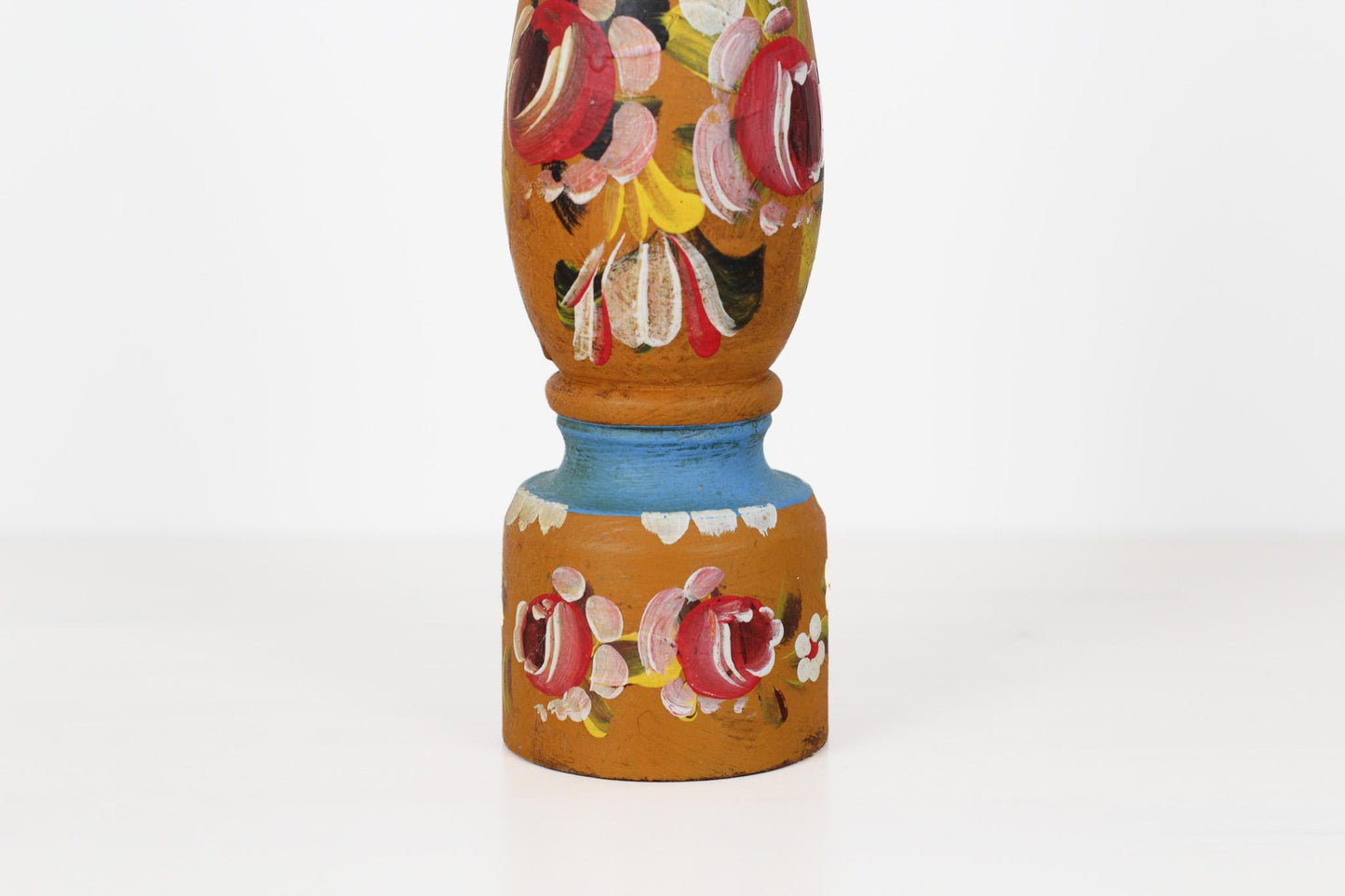 Vintage Italian Folk Art Wooden Pepper Mill