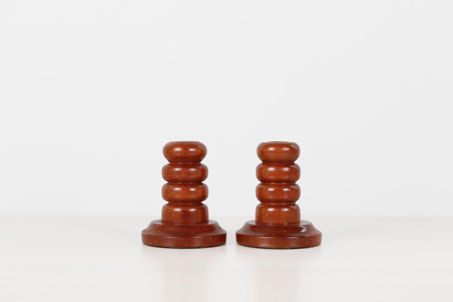 Pair of Vintage Hand-Turned Wood Candlesticks