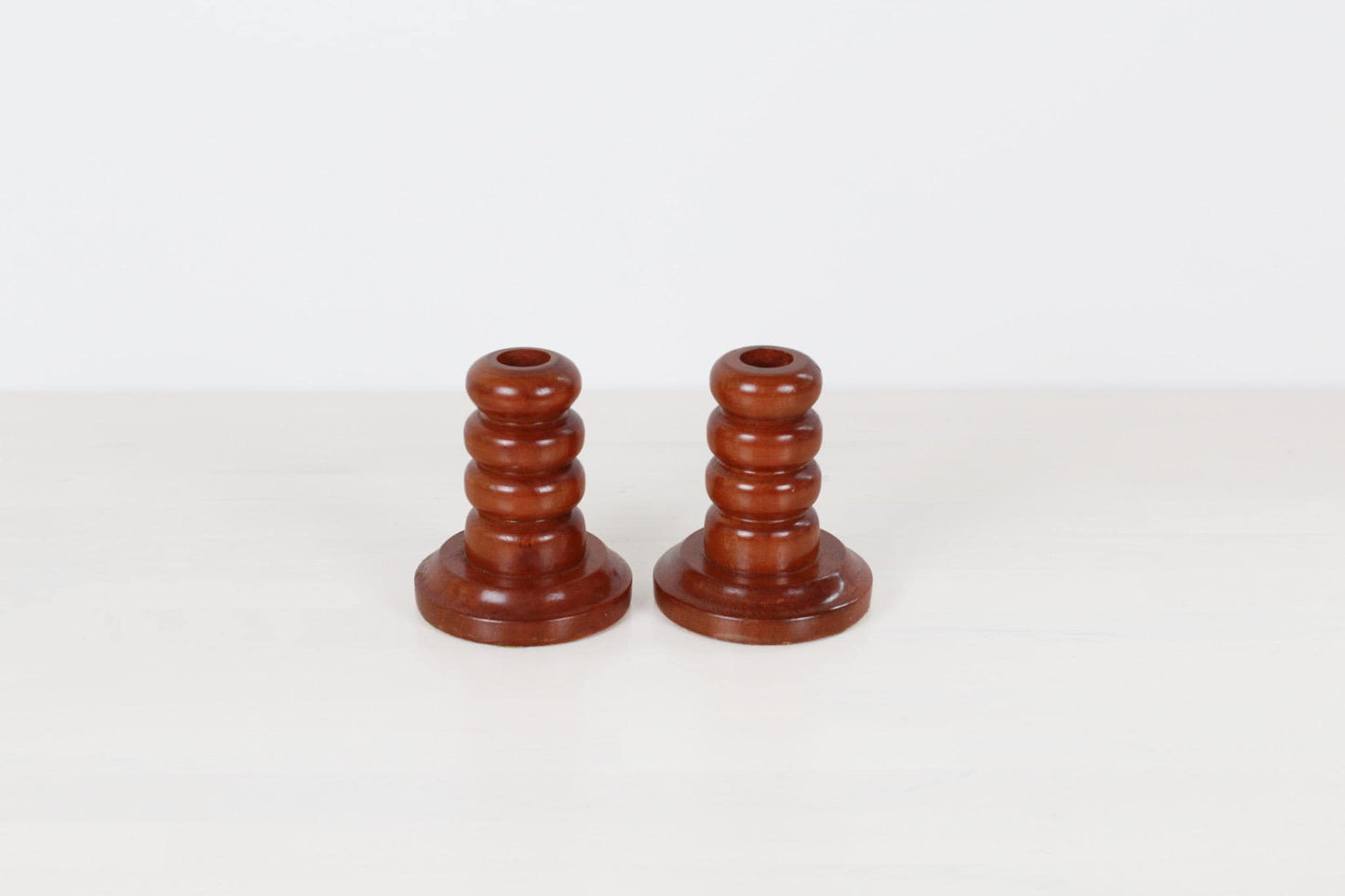 Pair of Vintage Hand-Turned Wood Candlesticks
