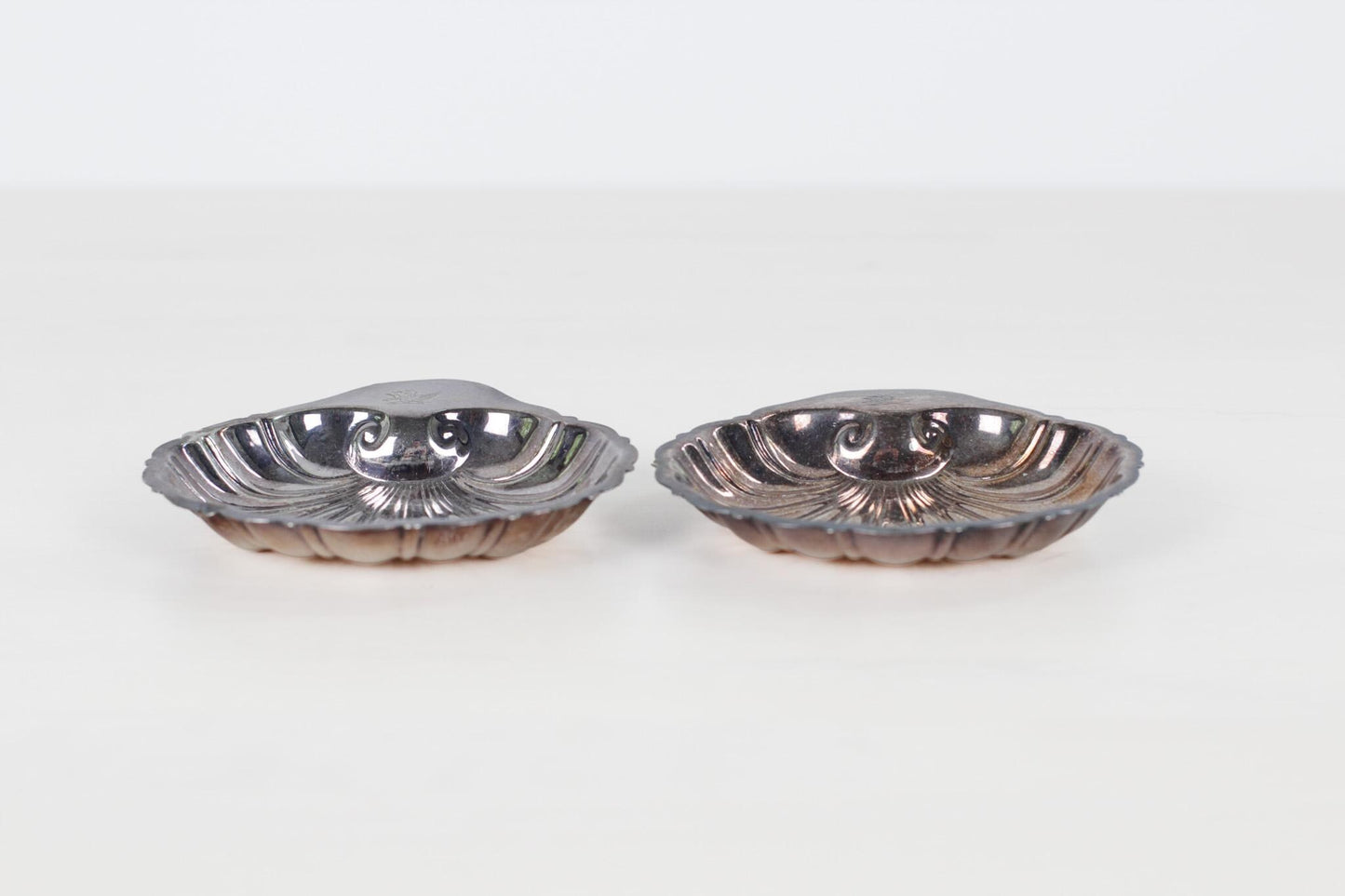 Pair of Vintage Silver Plate Shell Dish