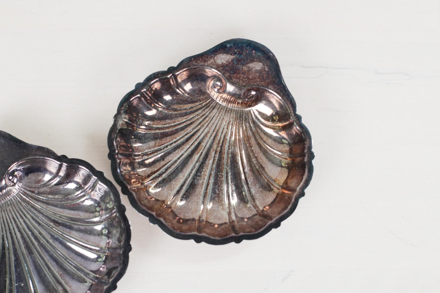 Pair of Vintage Silver Plate Shell Dish