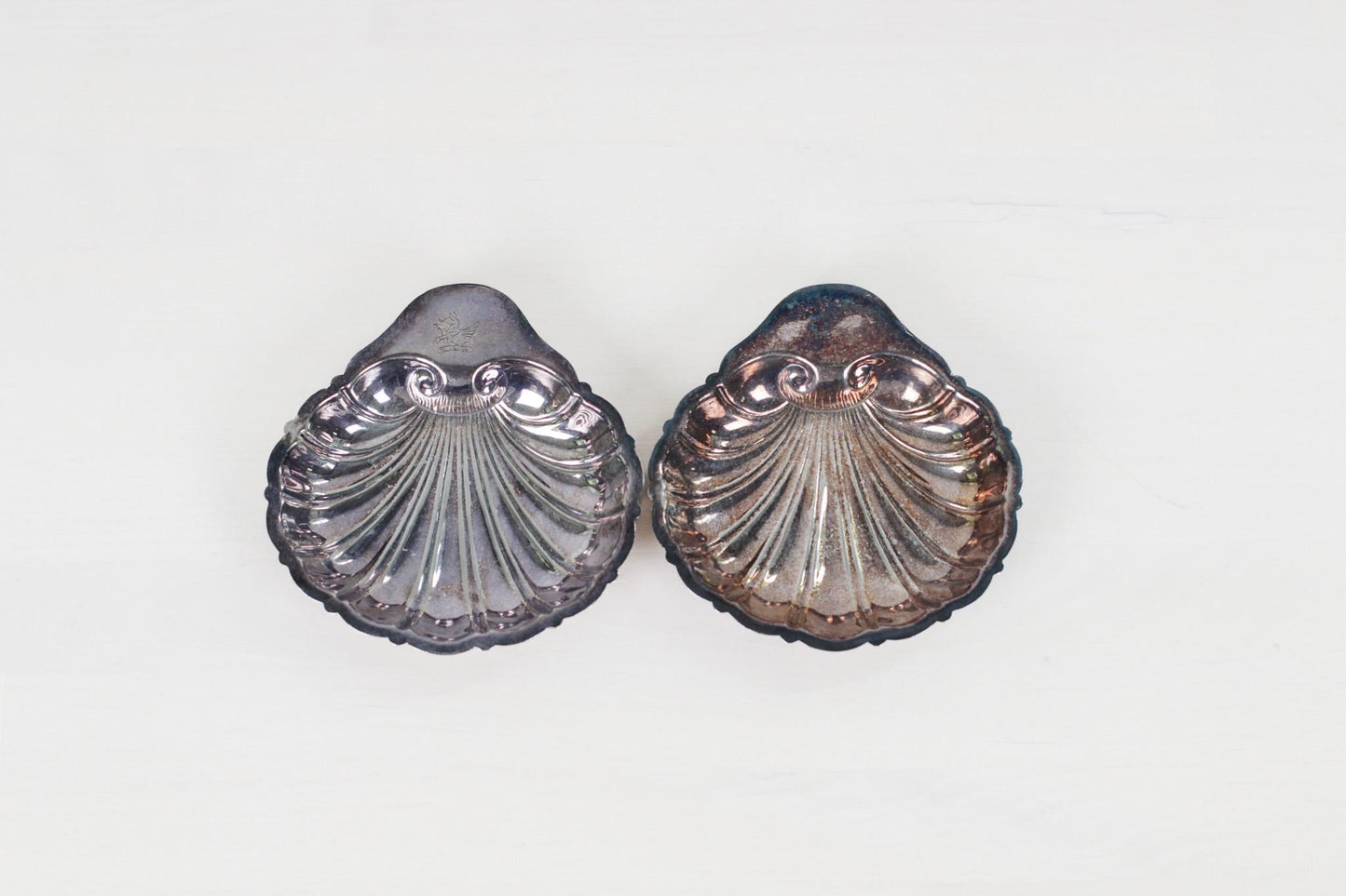 Pair of Vintage Silver Plate Shell Dish