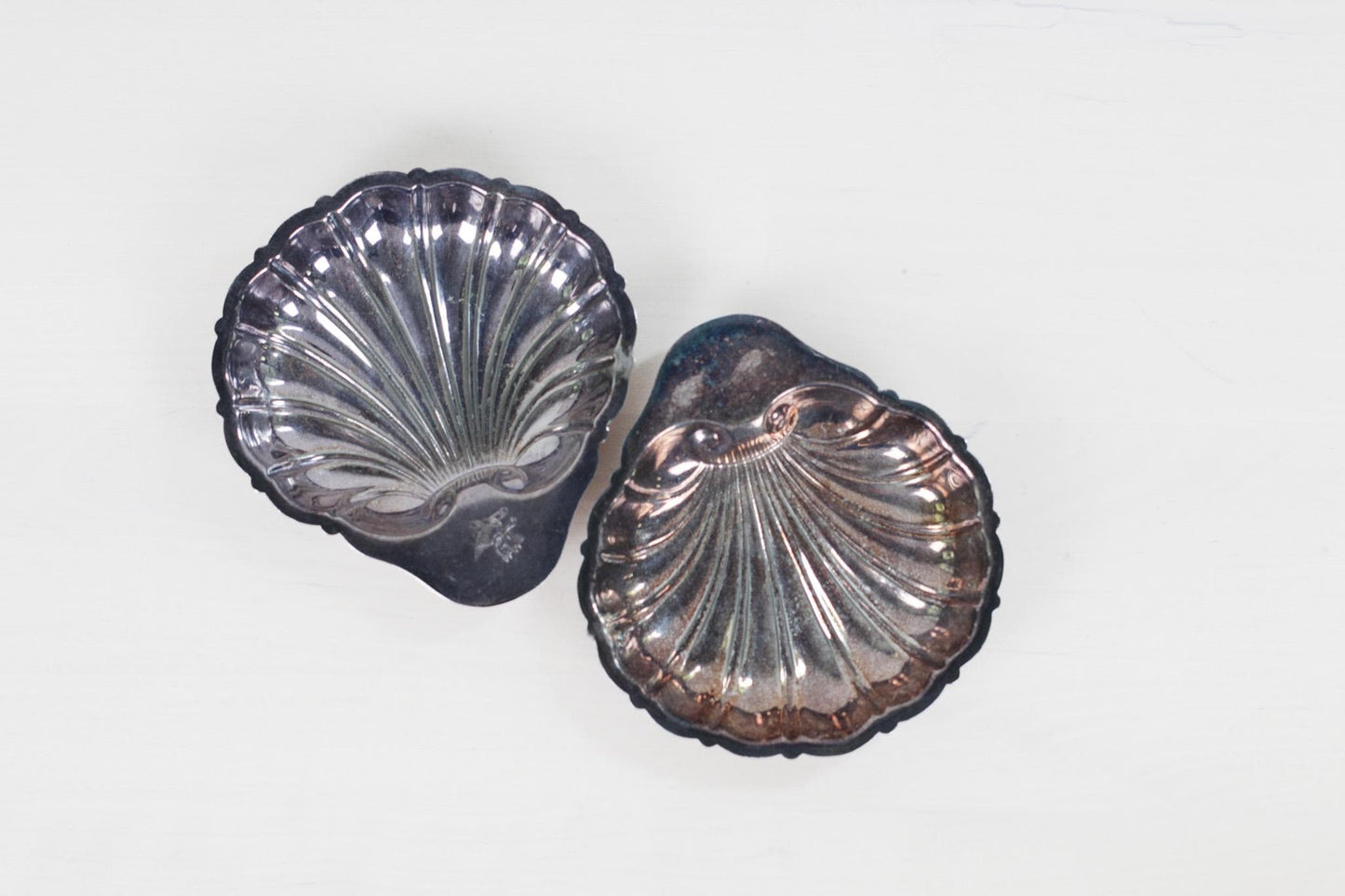 Pair of Vintage Silver Plate Shell Dish