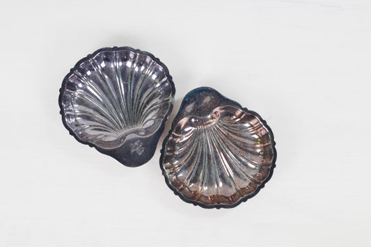 Pair of Vintage Silver Plate Shell Dish