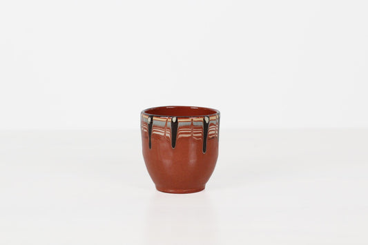 Vintage Bulgarian Troyan Pottery Tumbler with Feathered Glaze