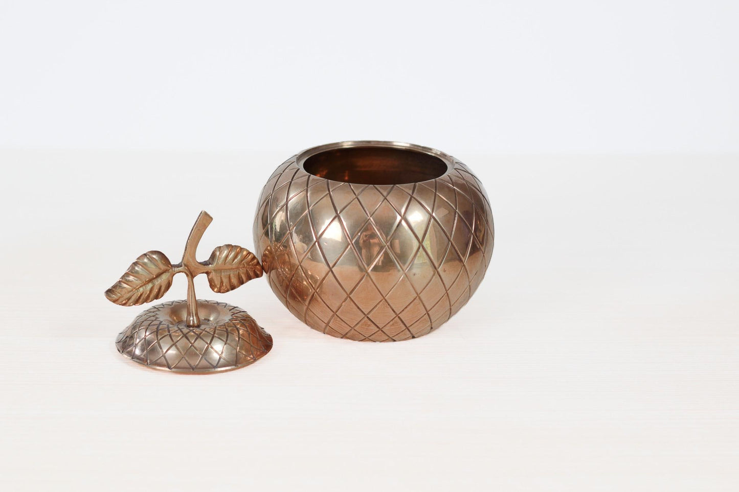 Vintage Brass Apple Lidded Jar
