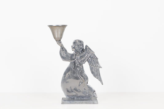 Vintage Silver Angel Candle Holder 11" Tall | Holiday Decor