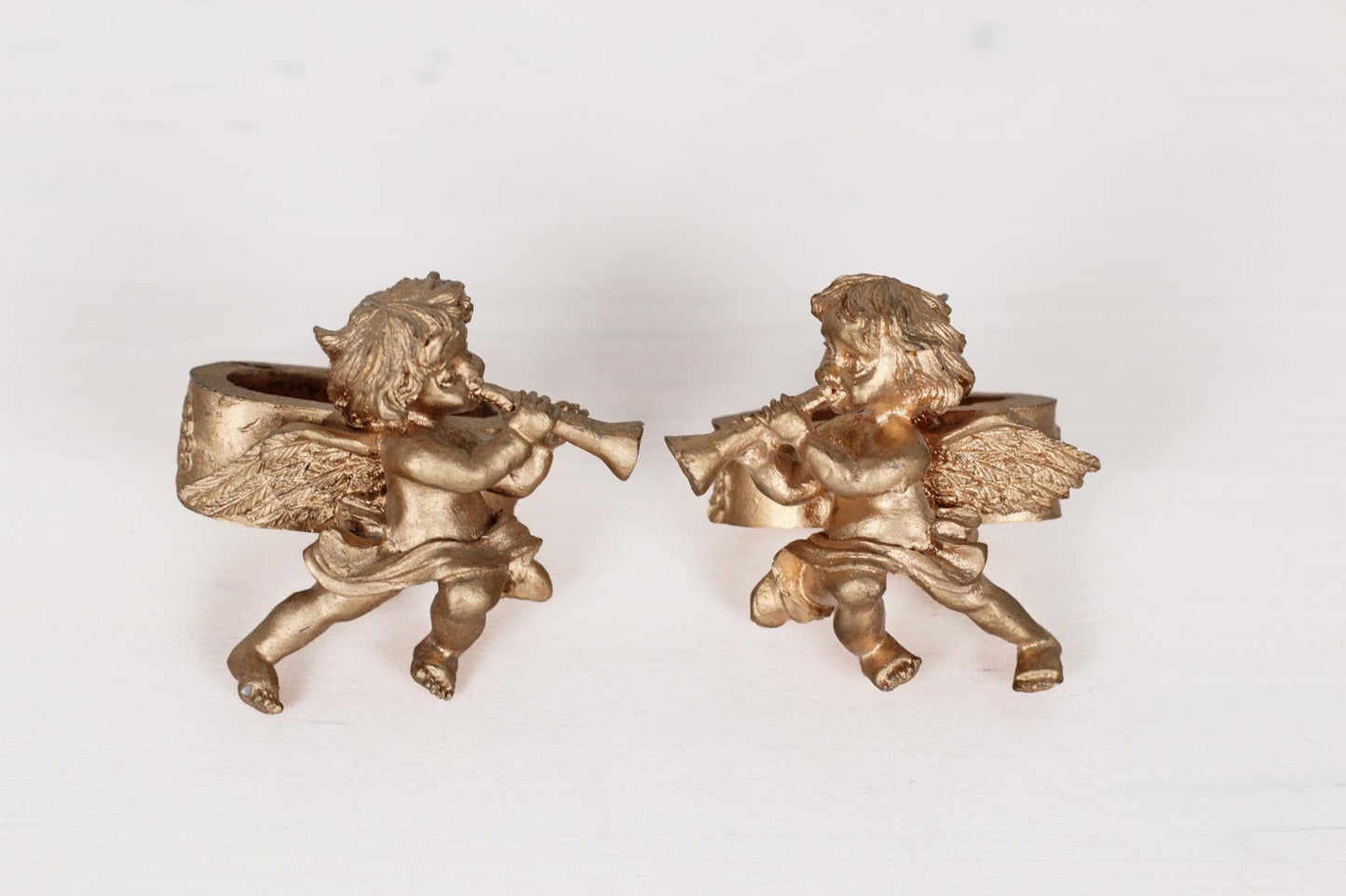 Vintage Gold Cherub Angel Napkin Rings | Set of Two