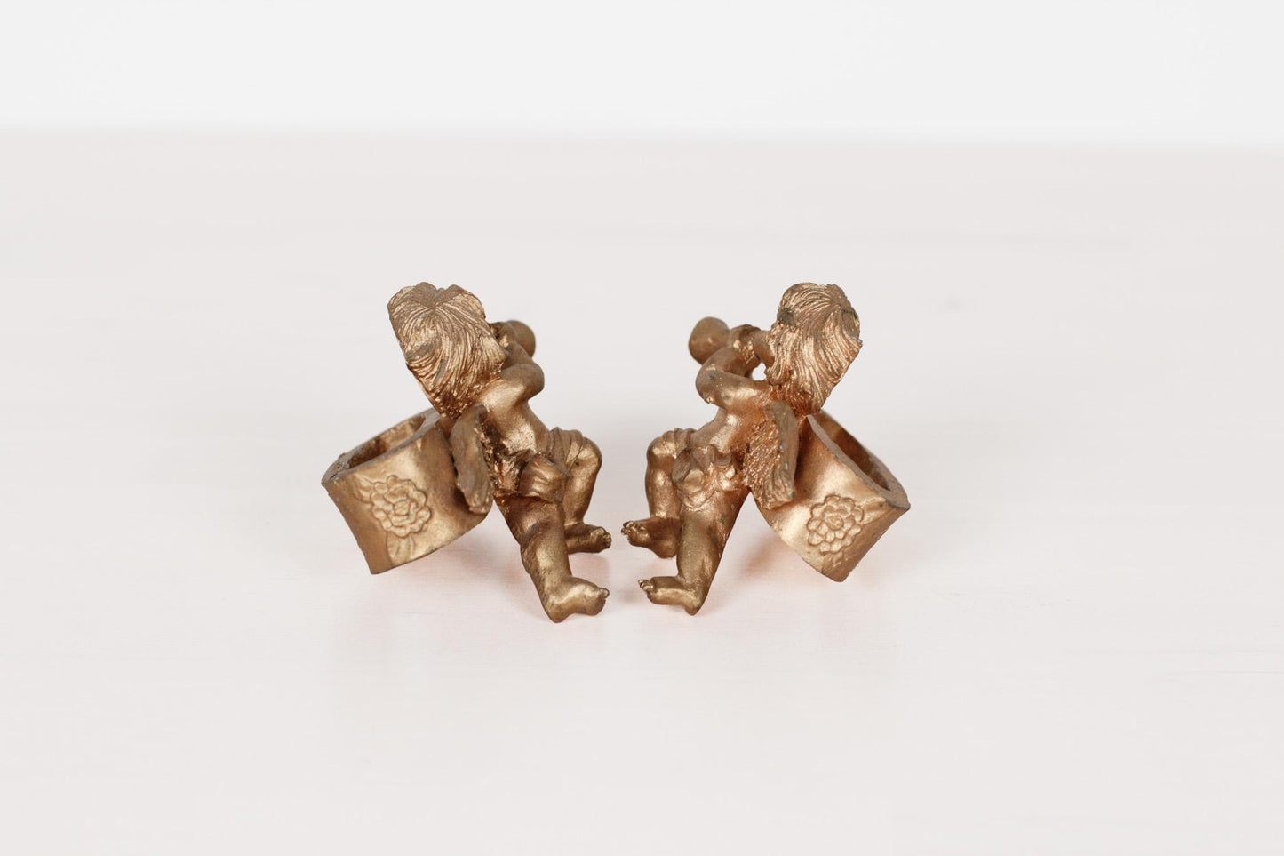 Vintage Gold Cherub Angel Napkin Rings | Set of Two