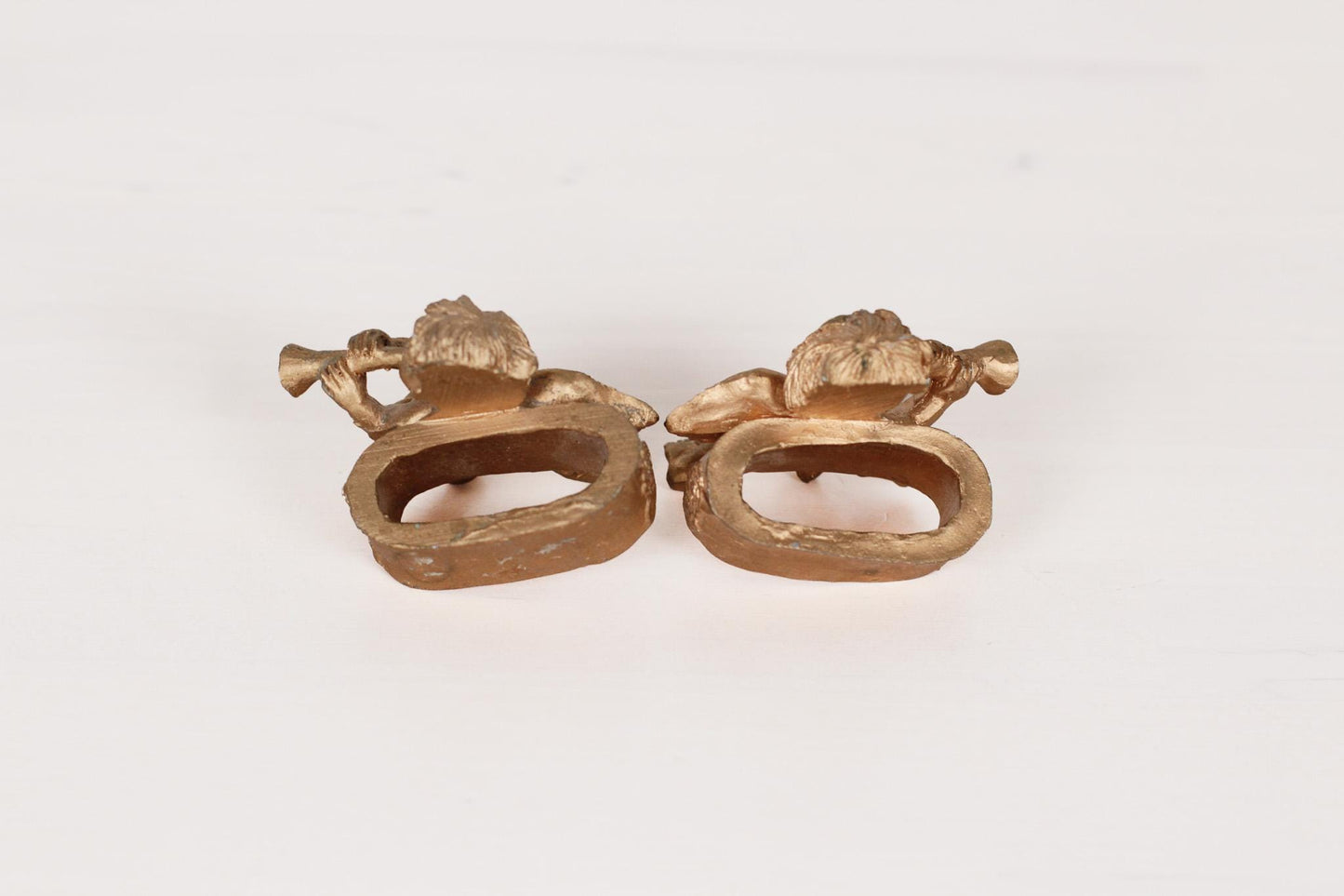 Vintage Gold Cherub Angel Napkin Rings | Set of Two