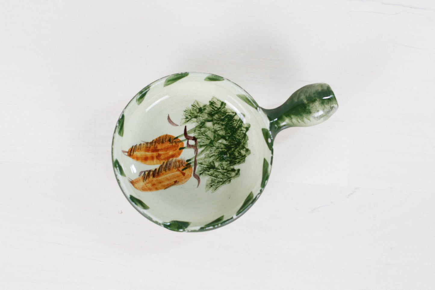 Vintage Vallauris Mini Ceramic Skillet with Carrots | Mid-Century French Pottery