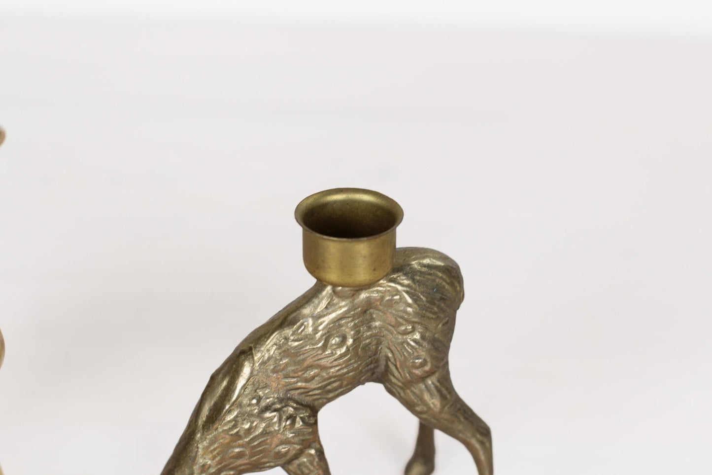 Vintage Brass Deer Candle Holders, Stag and Doe Pair